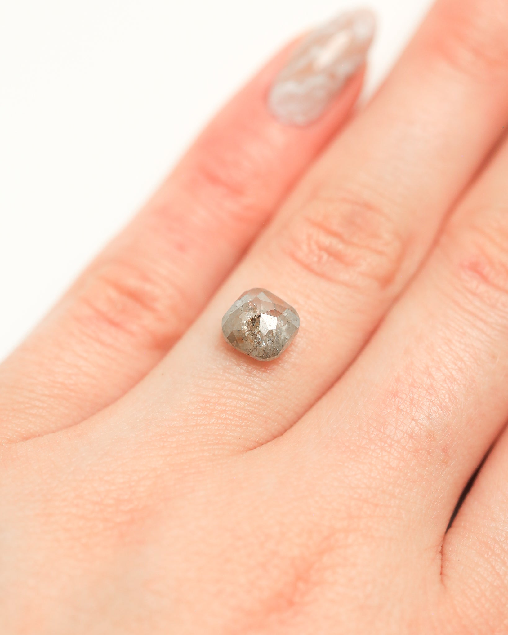 2.02ct 6.90x6.81mm CUSHION DOUBLE CUT SALT & PEPPER DIAMOND-3