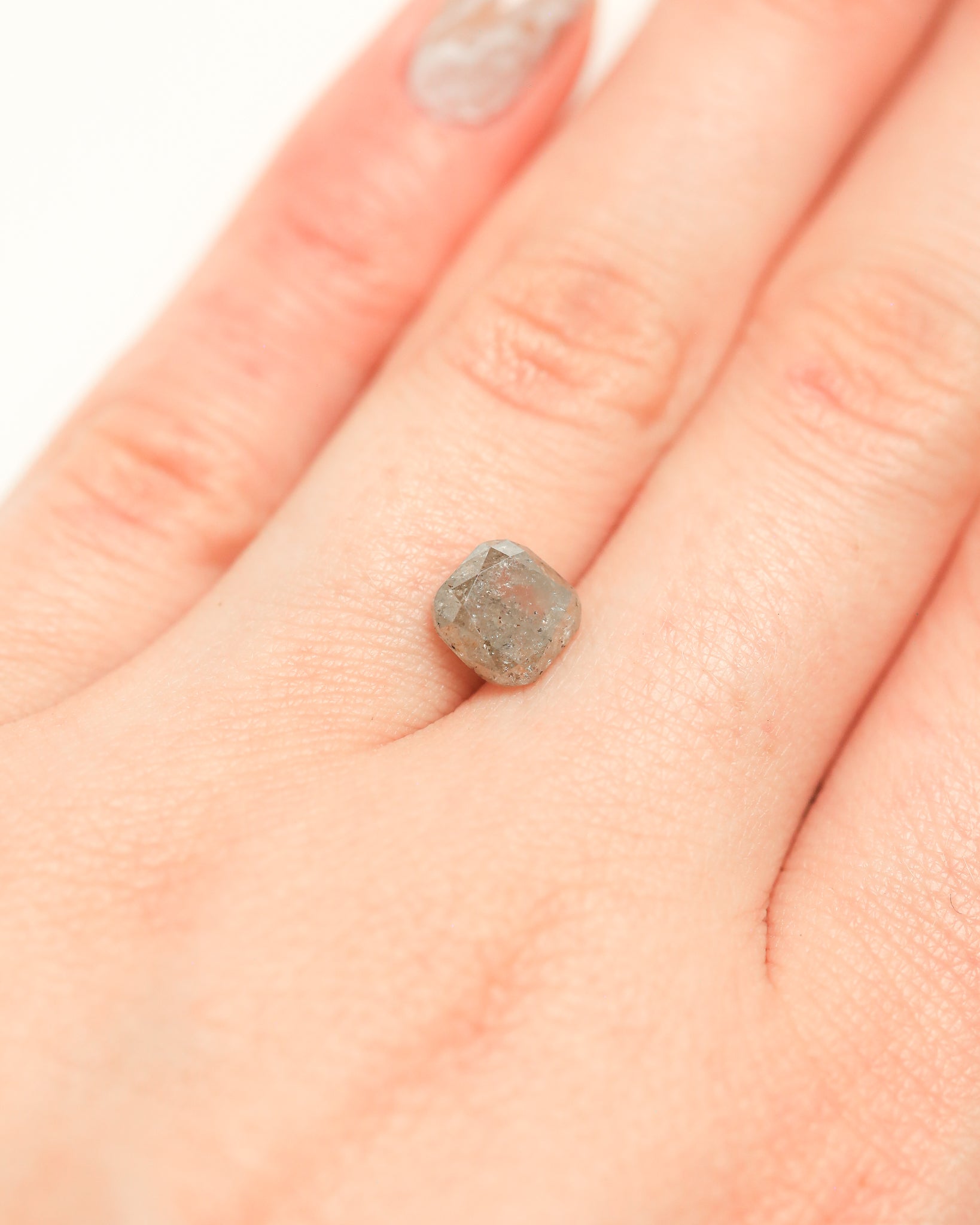 2.02ct 6.90x6.81mm CUSHION DOUBLE CUT SALT & PEPPER DIAMOND-4