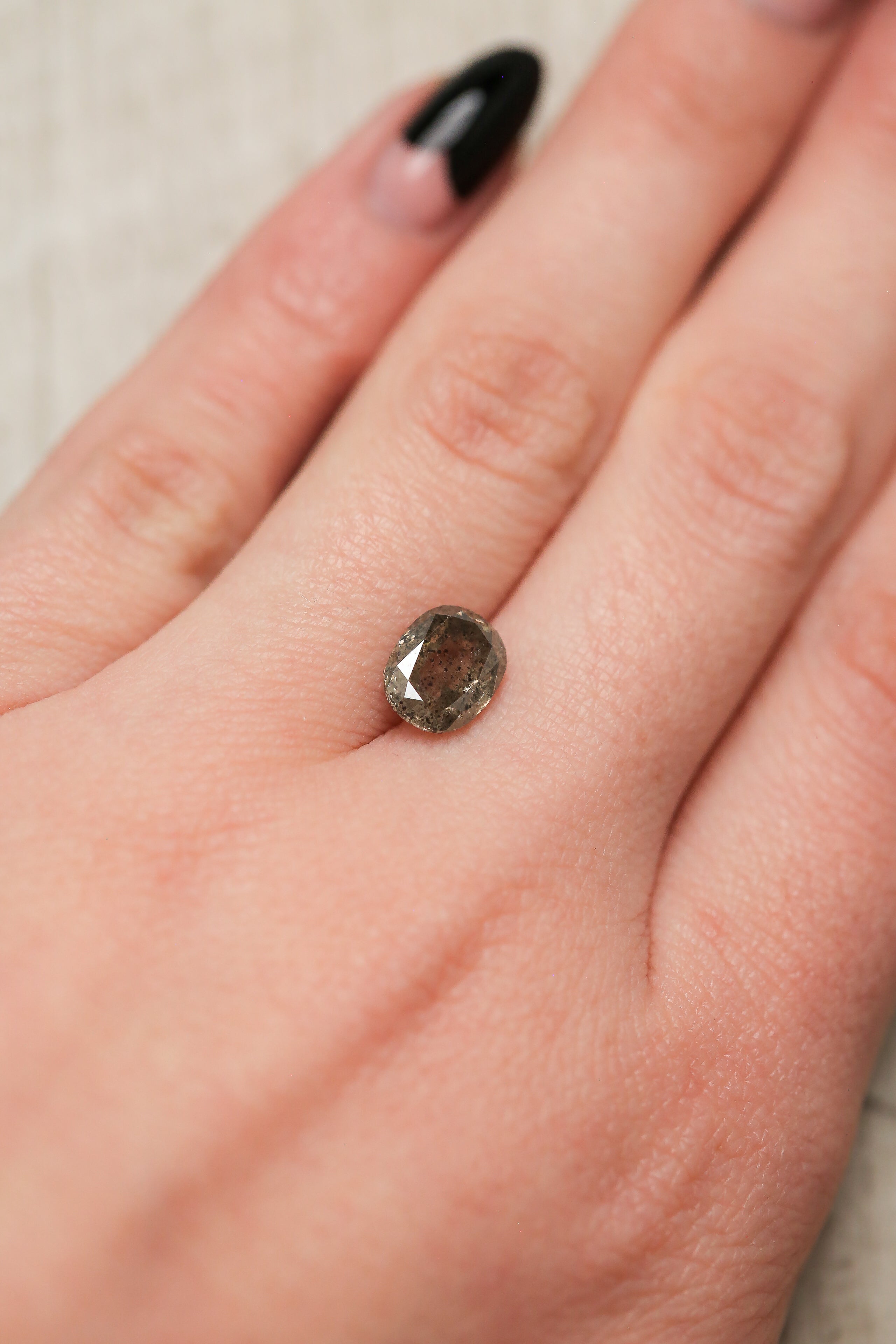 2.08ct 8.67x6.72x3.88mm OVAL DOUBLE CUT SALT & PEPPER DIAMOND-2