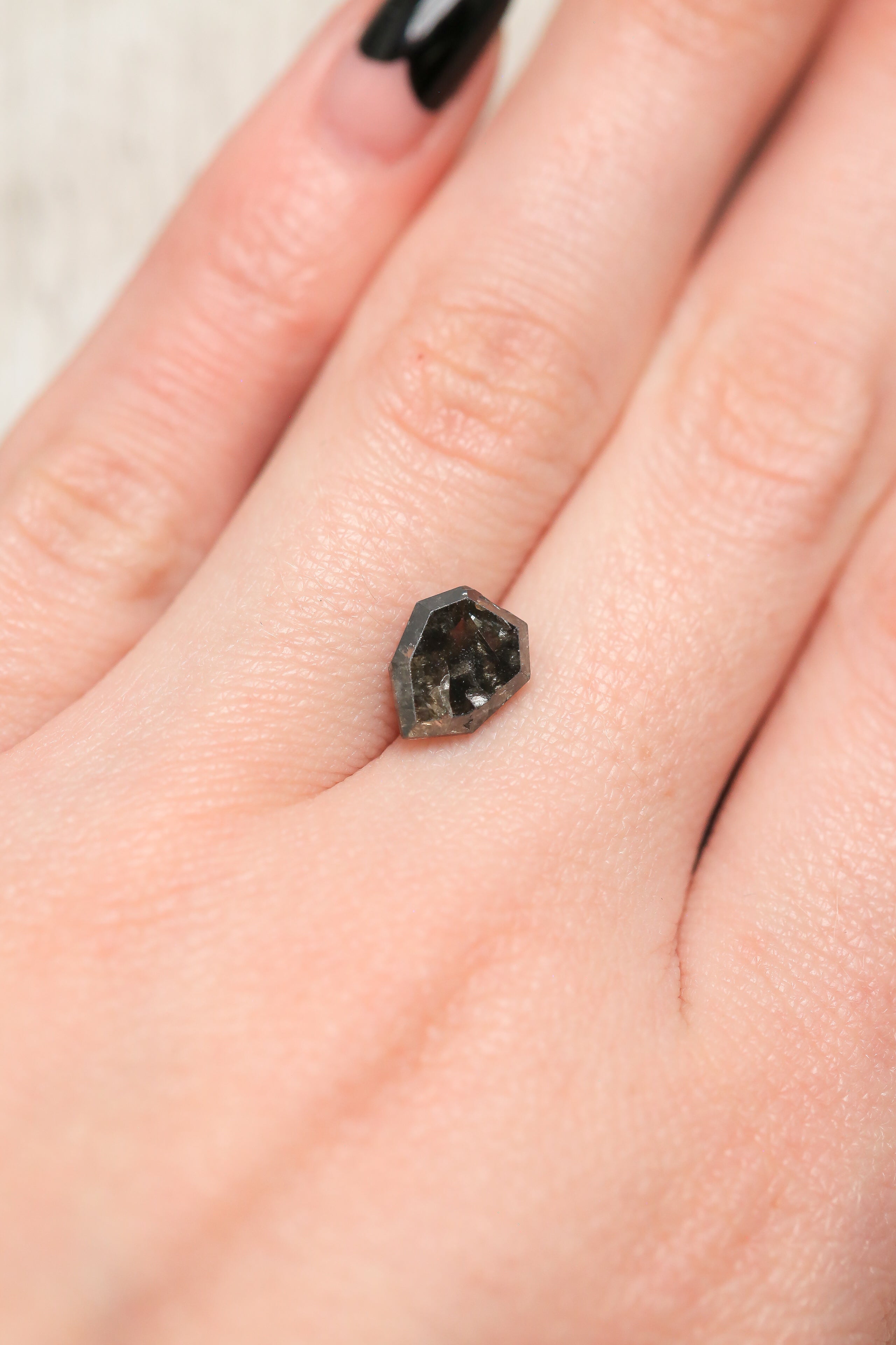 2.09ct 7.41 x 9.11 x 3.72mm DOUBLE CUT SHIELD SALT & PEPPER DIAMOND-3