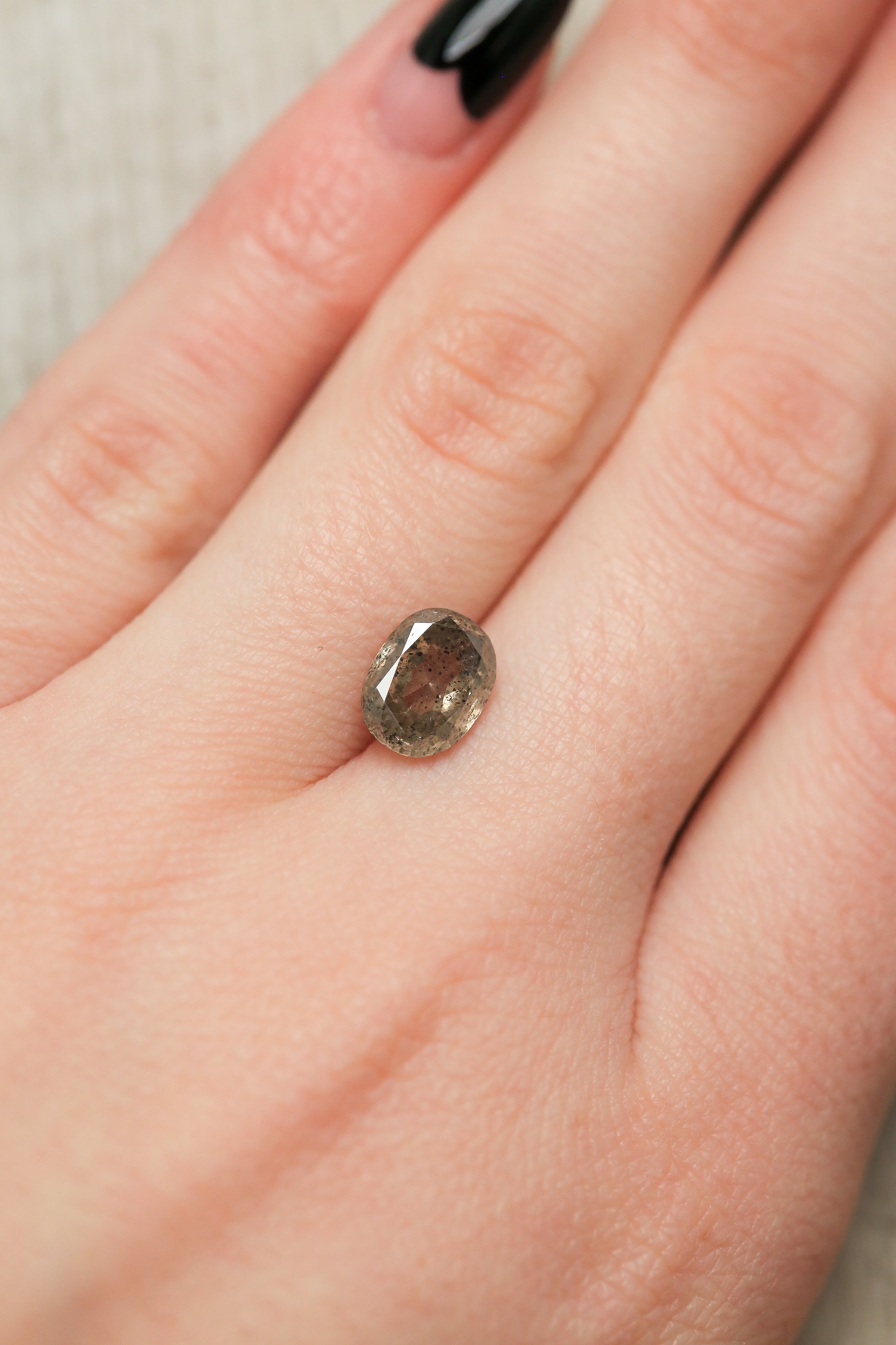 2.17ct 8.83x6.73x3.94mm OVAL DOUBLE CUT SALT & PEPPER DIAMOND-2