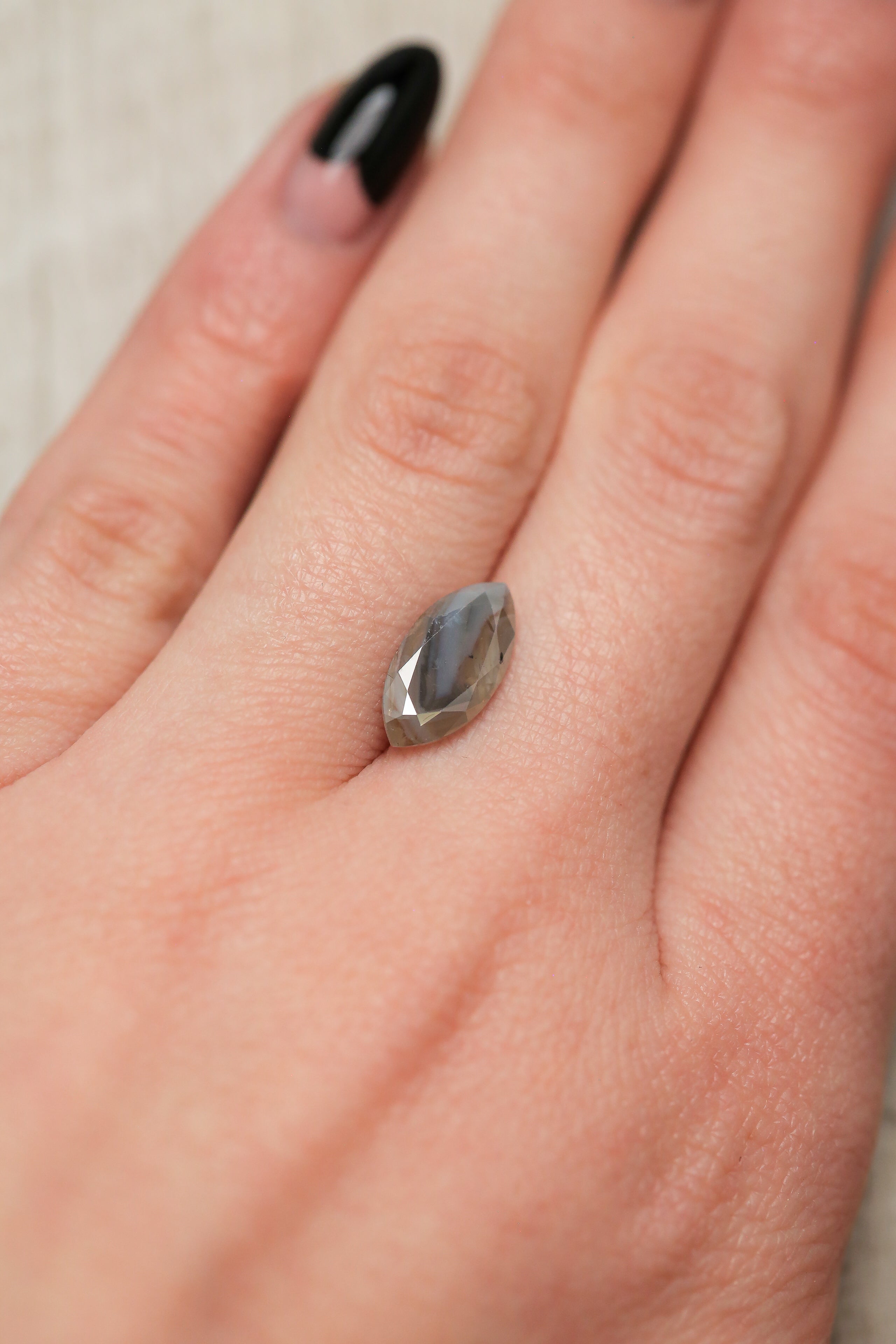 2.33ct 13.22x6.51mm MARQUISE DOUBLE CUT SALT & PEPPER DIAMOND-2