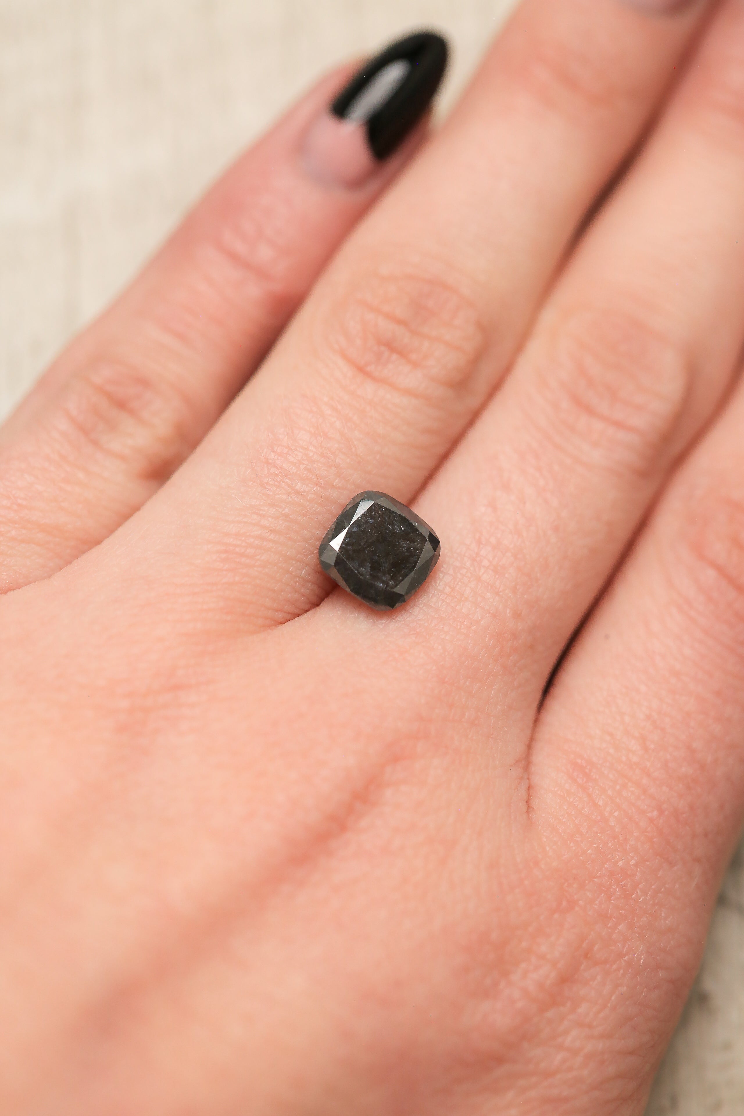 2.6ct 8.10x8.02mm CUSHION DOUBLE CUT SALT & PEPPER DIAMOND-2