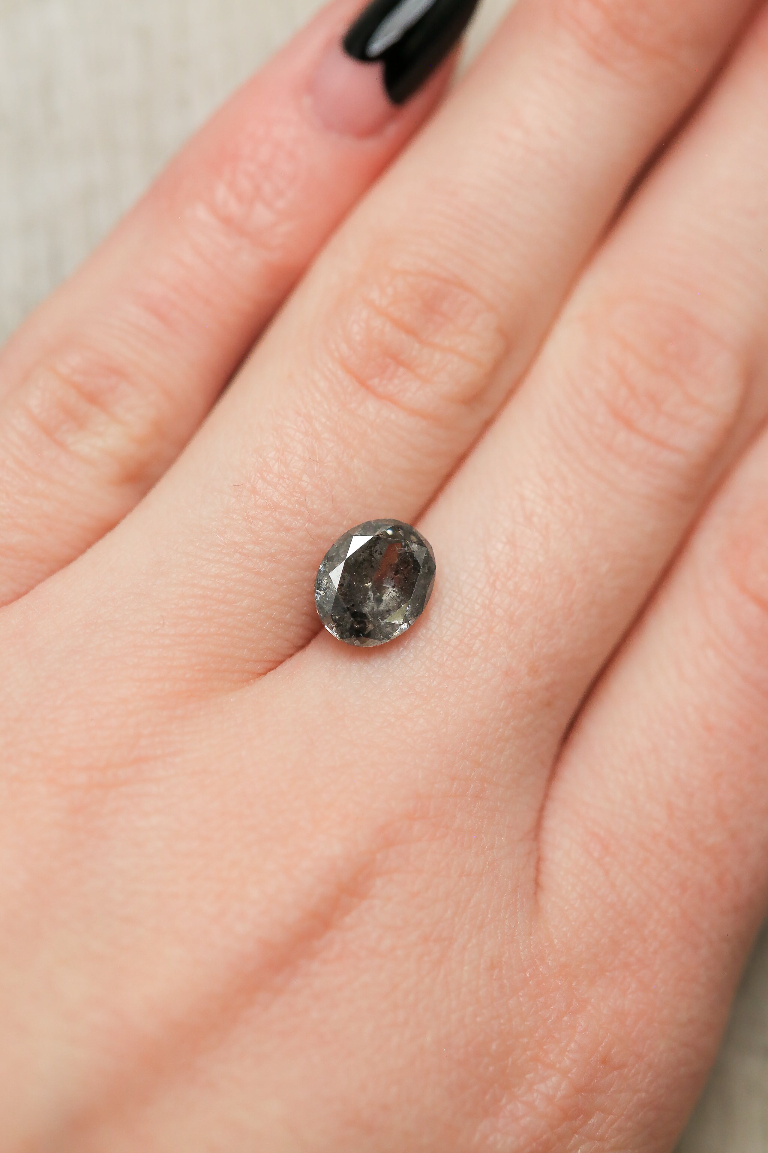 2.6ct 9.05x7.38x4.72mm OVAL BRILLIANT CUT SALT & PEPPER DIAMOND-2