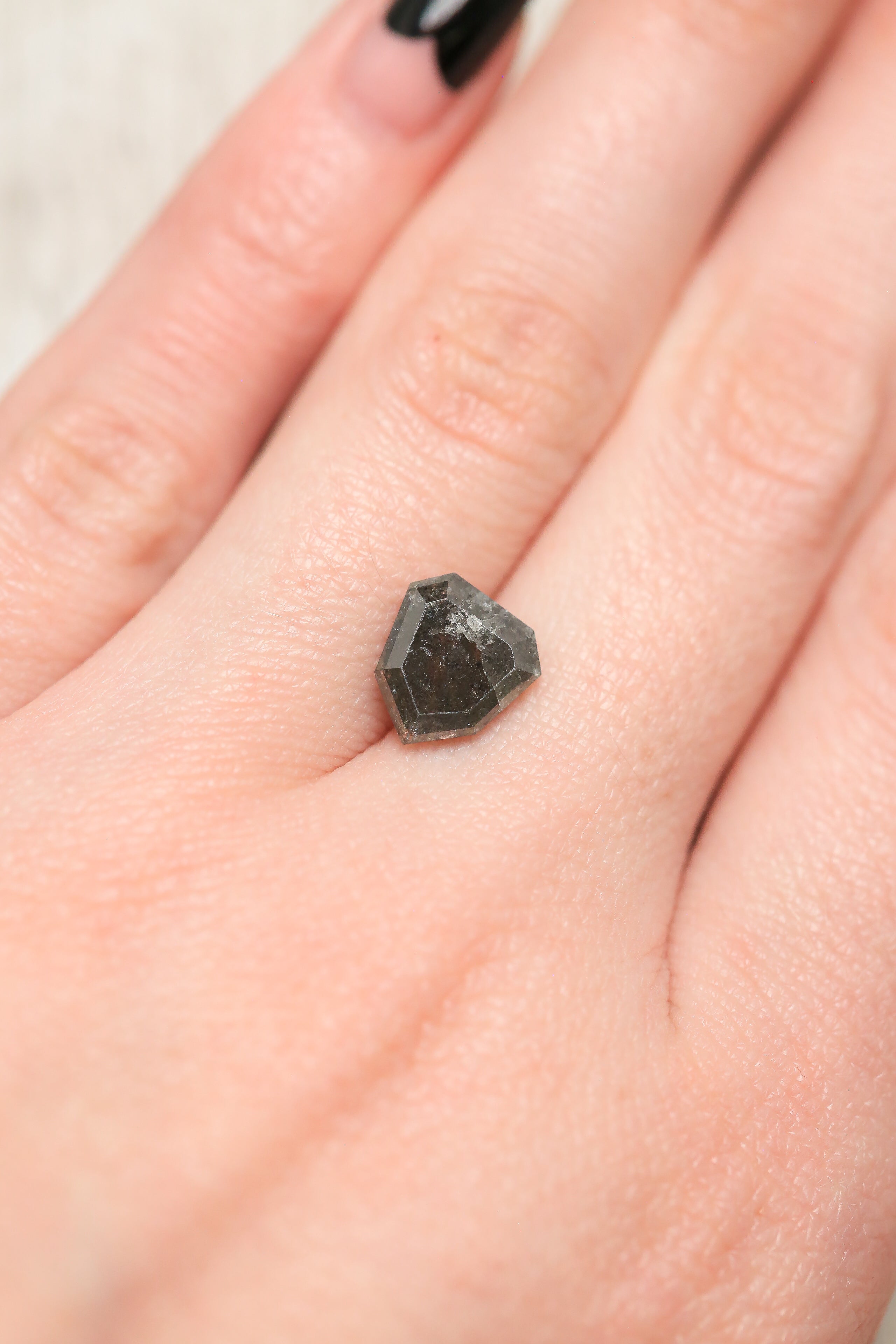 2.78ct 8.61 x 9.36 x 4.31mm DOUBLE CUT SHIELD SALT & PEPPER DIAMOND-3