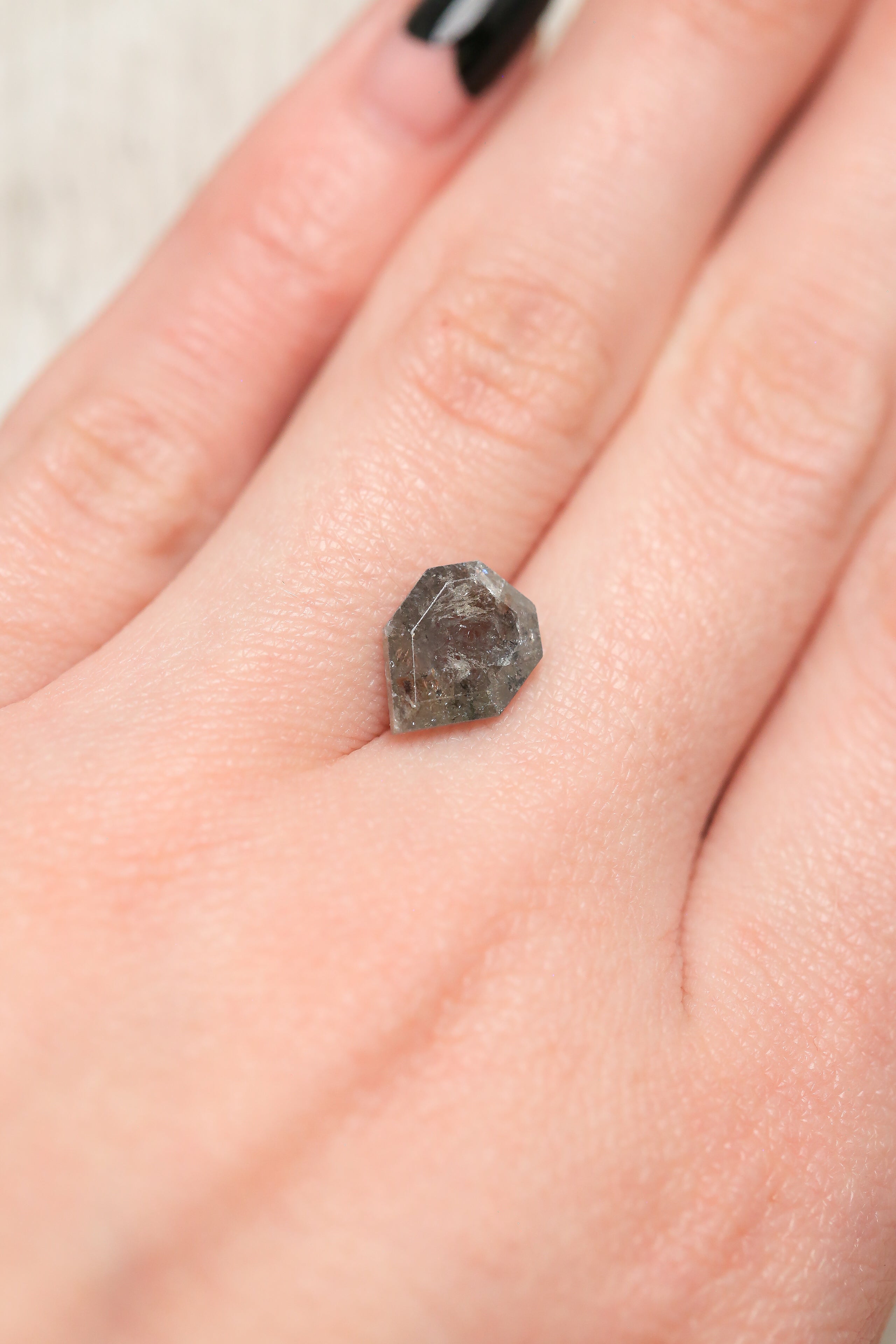 2.84ct 7.88 x 10.54 x 4.09mm DOUBLE CUT SHIELD SALT & PEPPER DIAMOND-3