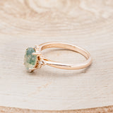 "ZELLA" - OVAL MOSS AGATE ENGAGEMENT RING WITH DIAMOND ACCENTS