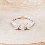 "CANDI" - MORGANITE ENGAGEMENT RING WITH TWO CRESCENT MOON MOISSANITE ACCENTS-4