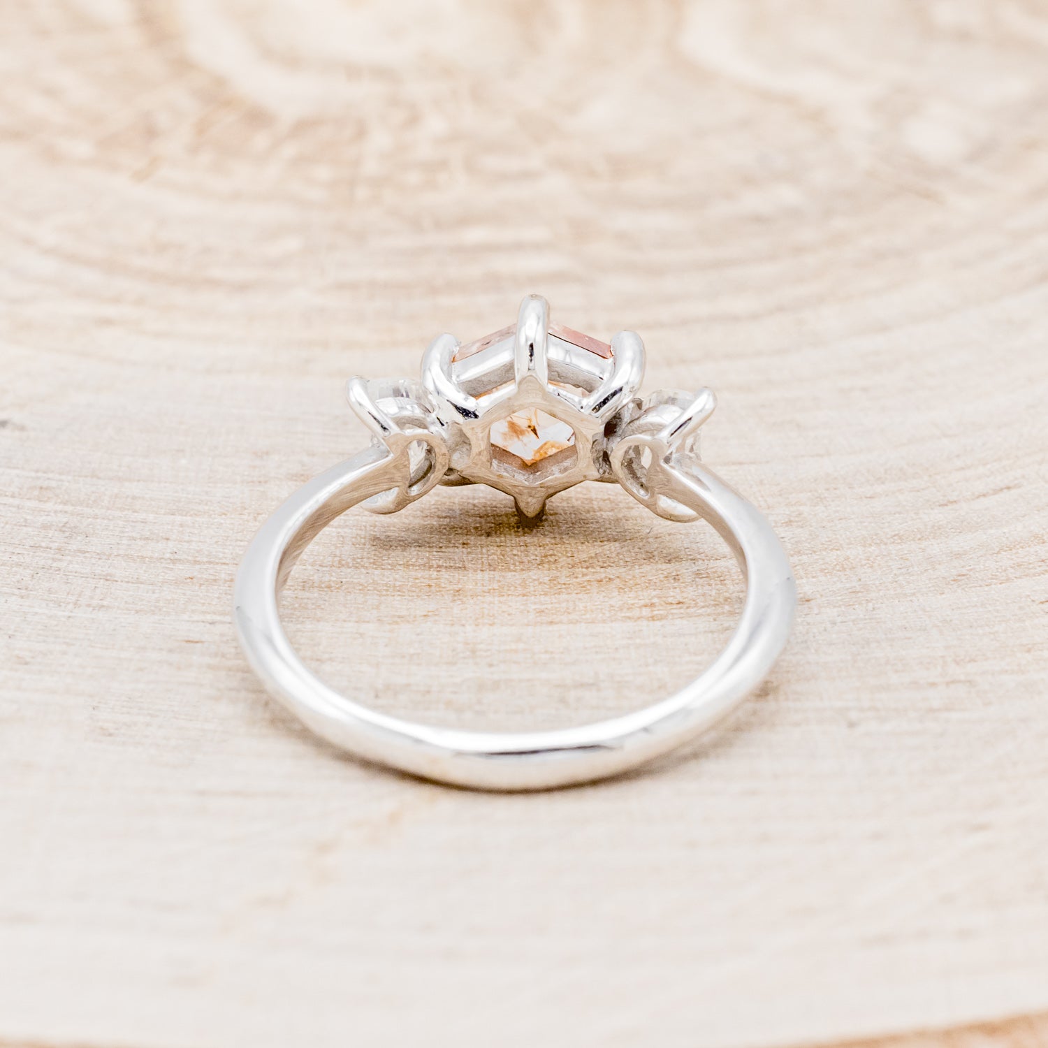 "CANDI" - ENGAGEMENT RING WITH CRESCENT MOON MOISSANITE ACCENTS - MOUNTING ONLY - SELECT YOUR OWN STONE-5