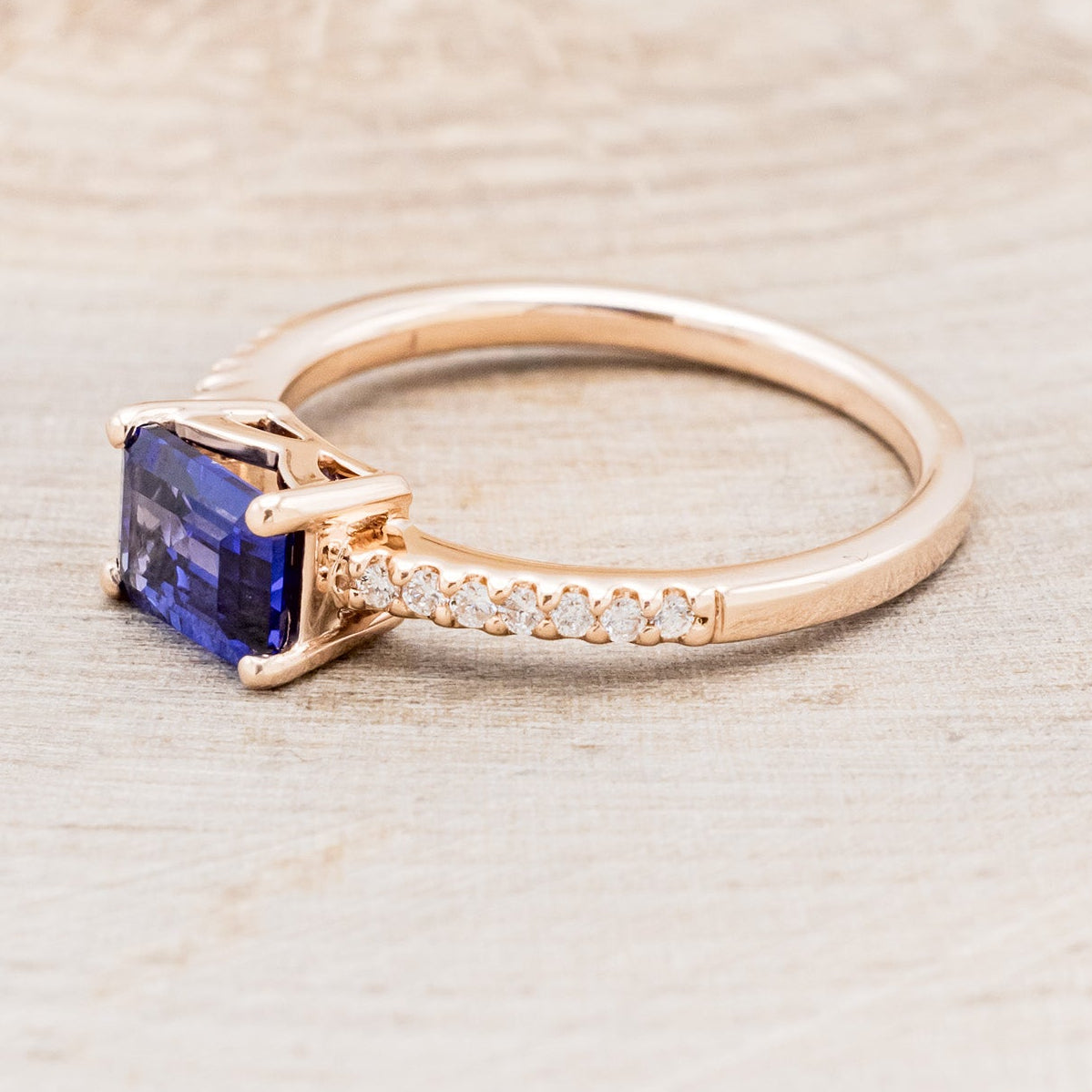 "AMARA" - EMERALD CUT LAB-GROWN SAPPHIRE ENGAGEMENT RING WITH DIAMOND ACCENTS-3