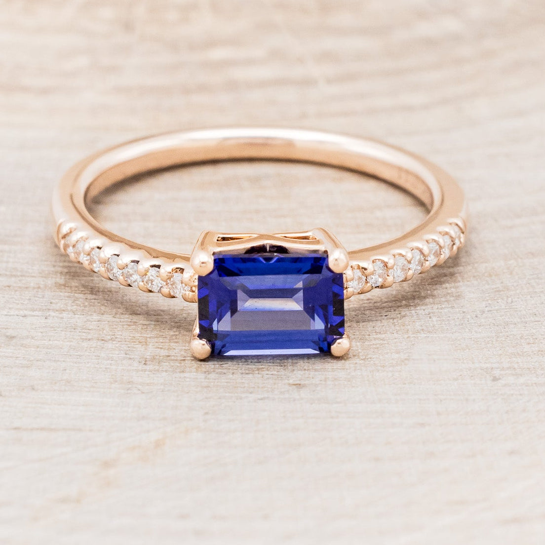 "AMARA" - EMERALD CUT LAB-GROWN SAPPHIRE ENGAGEMENT RING WITH DIAMOND ACCENTS-4