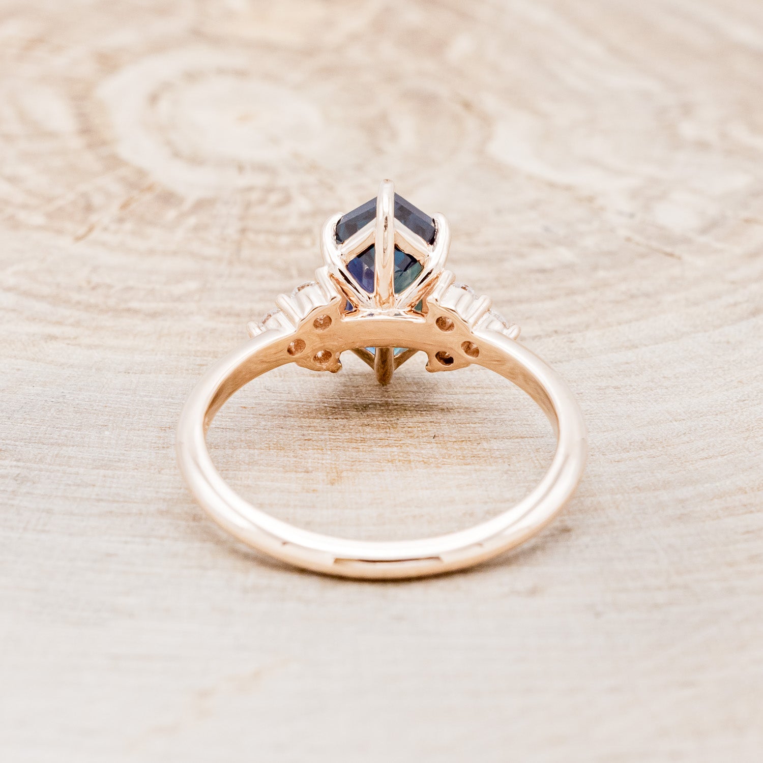 "OCTAVIA" - ELONGATED HEXAGON LAB-GROWN ALEXANDRITE ENGAGEMENT RING WITH DIAMOND ACCENTS-5