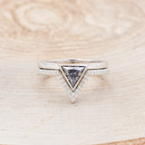 "JENNY FROM THE BLOCK" - TRIANGLE GREY MOISSANITE ENGAGEMENT RING WITH V-SHAPED DIAMOND BAND-4