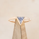 "JENNY FROM THE BLOCK" - TRIANGLE GREY MOISSANITE ENGAGEMENT RING WITH V-SHAPED DIAMOND BAND