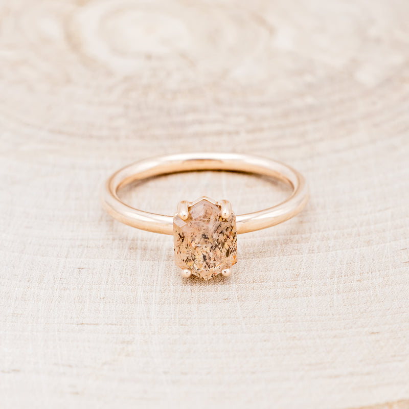 "AURUM" - LATTICE SUNSTONE SOLITAIRE ENGAGEMENT RING-4