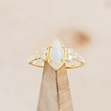 "RAYA" - MARQUISE OPAL ENGAGEMENT RING WITH DIAMOND ACCENTS & FIRE & ICE OPAL INLAY RING GUARD