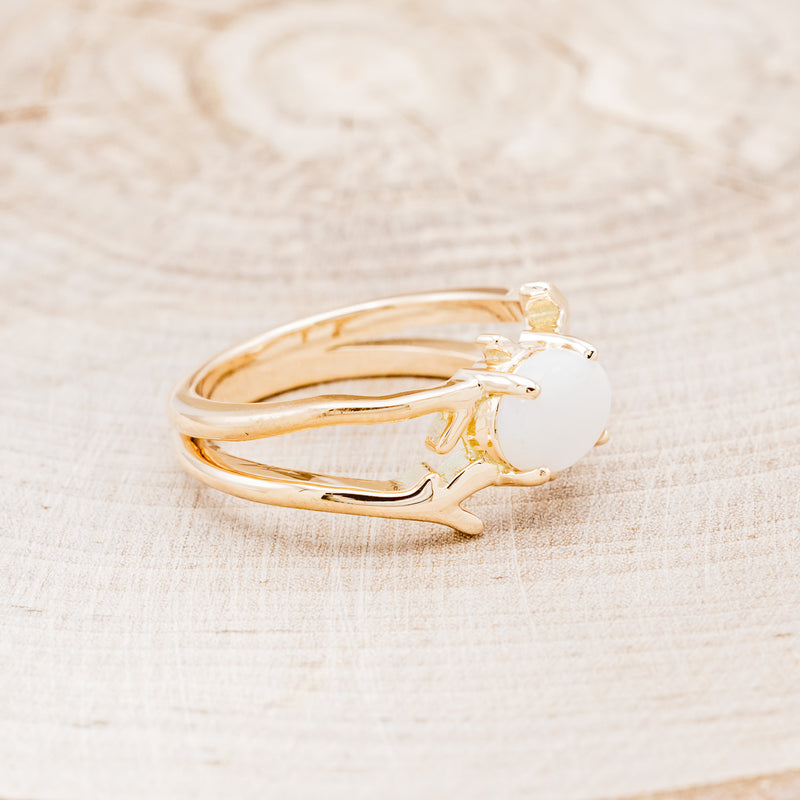 "ARTEMIS" - OVAL OPAL ENGAGEMENT RING WITH AN ANTLER STYLE BAND-2