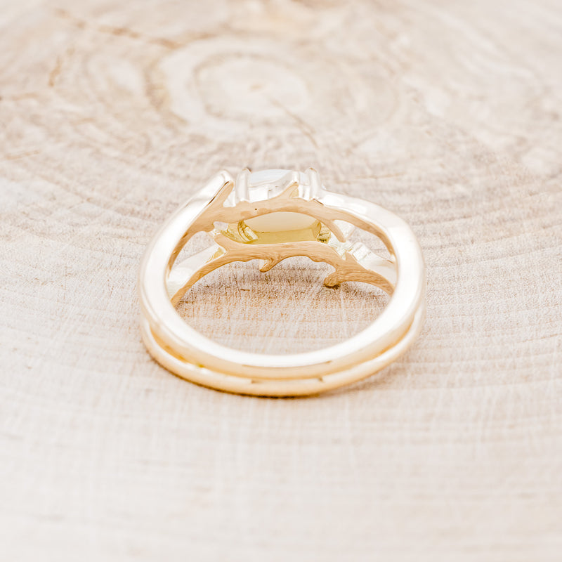 "ARTEMIS" - OVAL OPAL ENGAGEMENT RING WITH AN ANTLER STYLE BAND-6