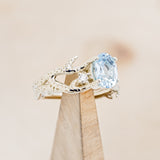 "ARTEMIS" - CORAL INSPIRED OVAL SKY BLUE TOPAZ ENGAGEMENT RING WITH DIAMOND ACCENTS