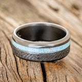 "VERTIGO" - CELTIC SAILOR'S KNOT ENGRAVED WITH TURQUOISE & OPAL MIX WEDDING RING-5