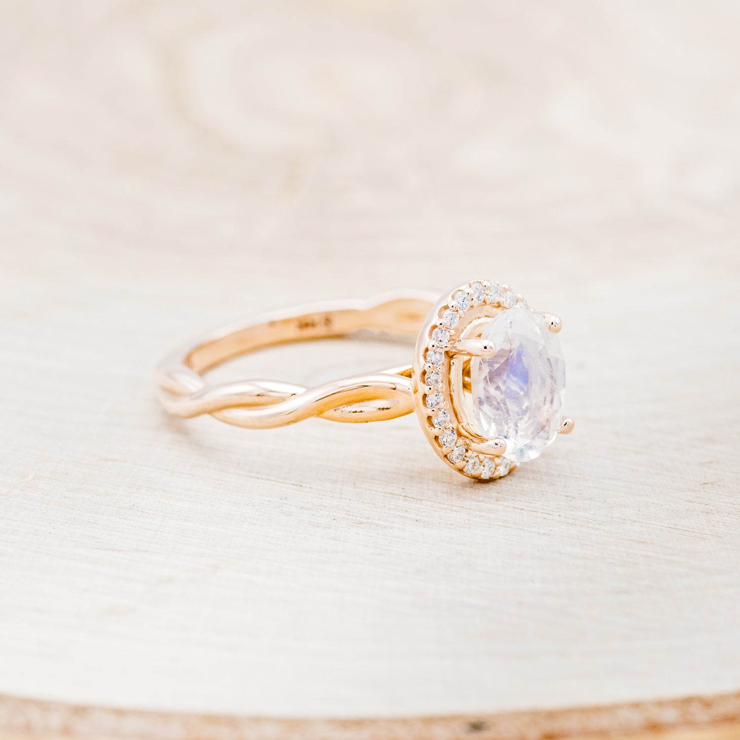 "EVERLEIGH" - OVAL MOONSTONE ENGAGEMENT RING WITH DIAMOND HALO-2