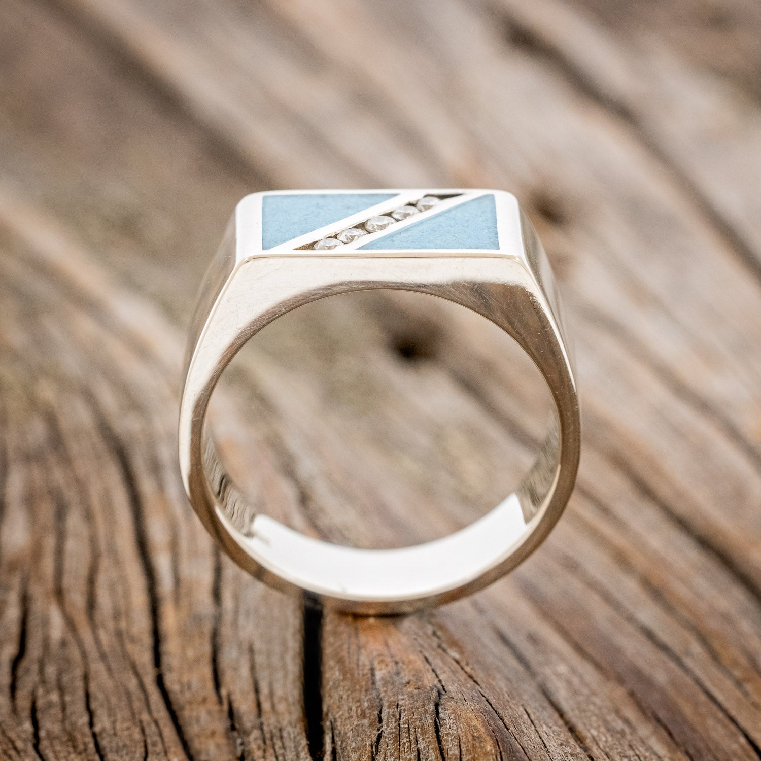 "ALDEN" - TURQUOISE & DIAMONDS WEDDING BAND-4