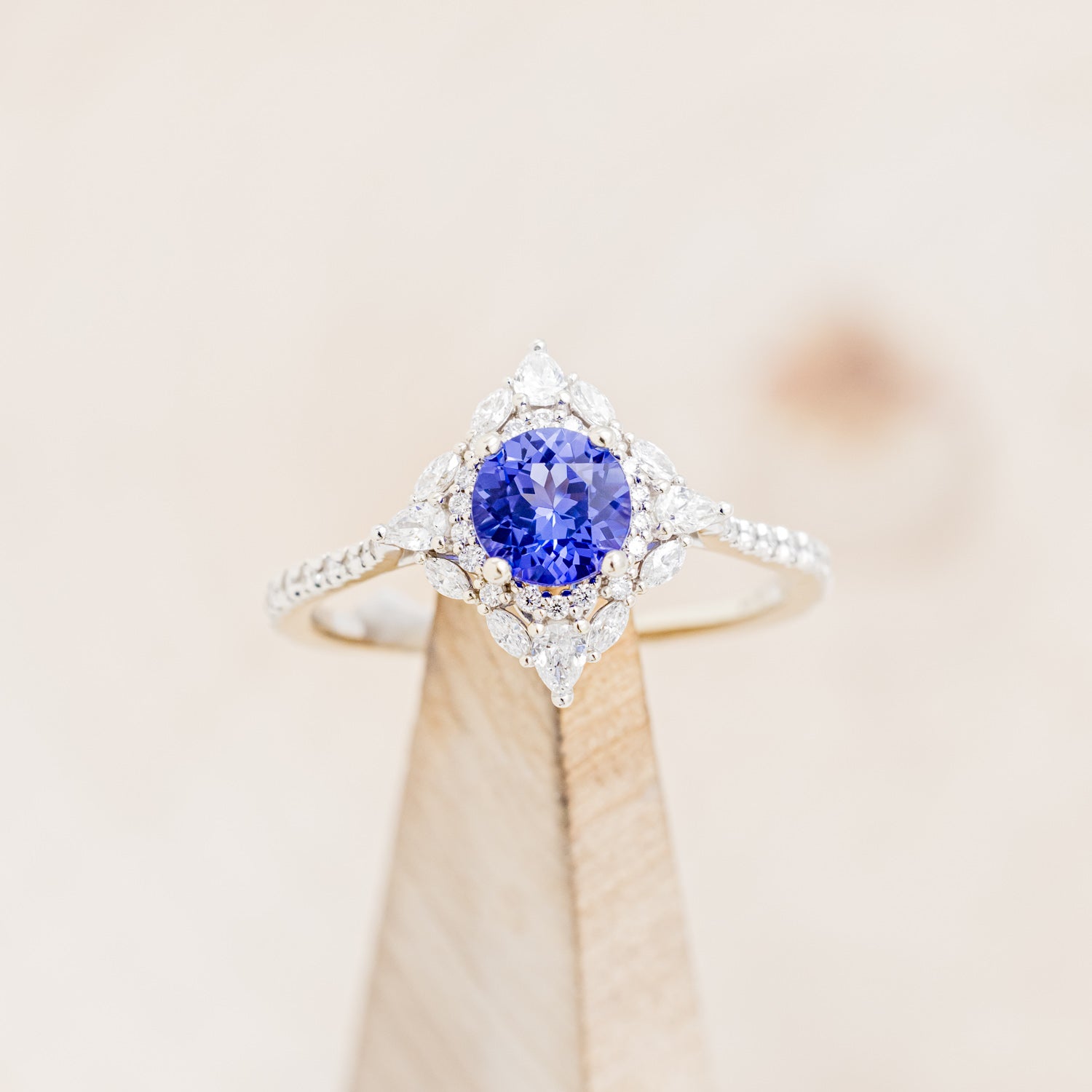"NORTH STAR" - ROUND CUT TANZANITE ENGAGEMENT RING WITH DIAMOND ACCENTS & TRACER-6