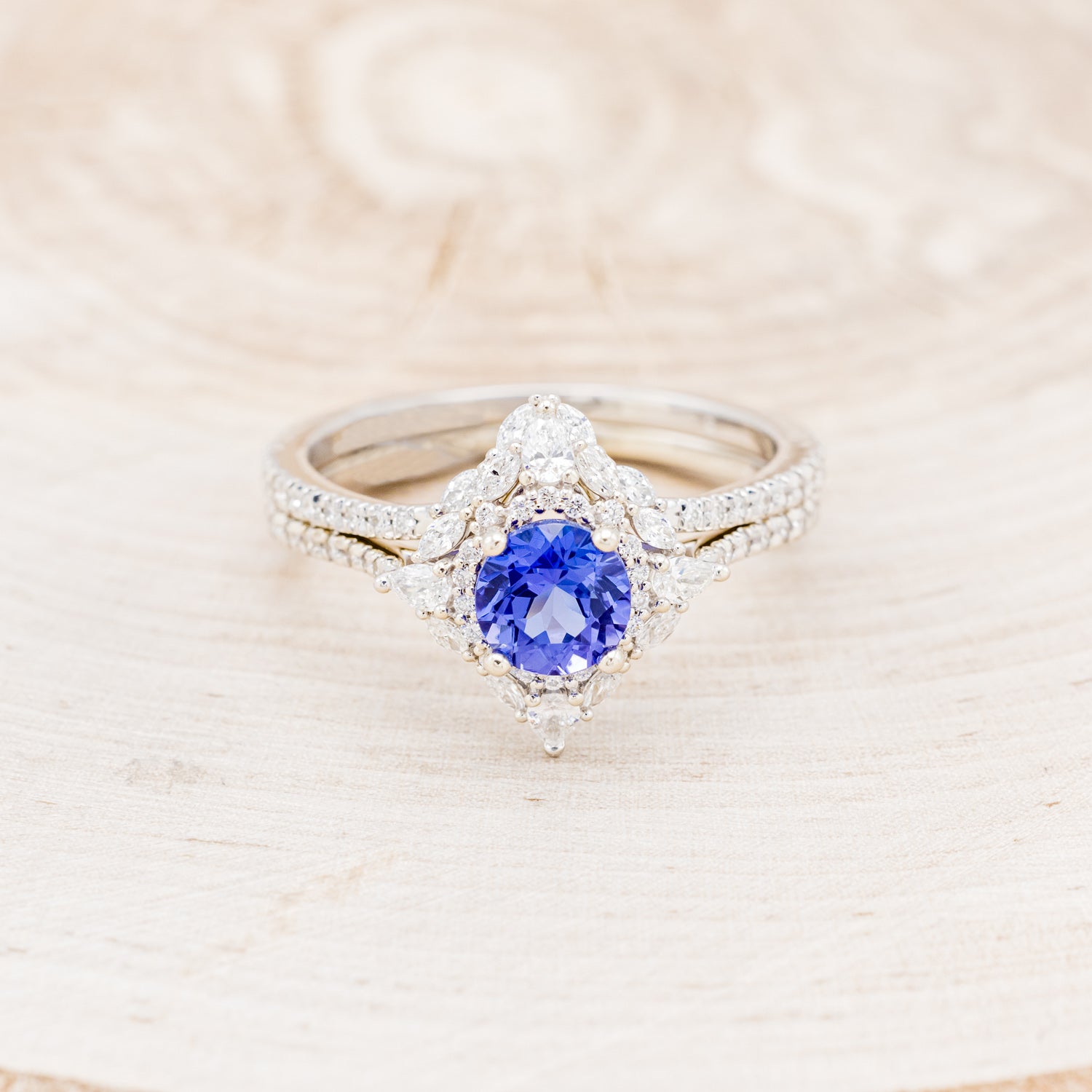 "NORTH STAR" - ROUND CUT TANZANITE ENGAGEMENT RING WITH DIAMOND ACCENTS & TRACER-2