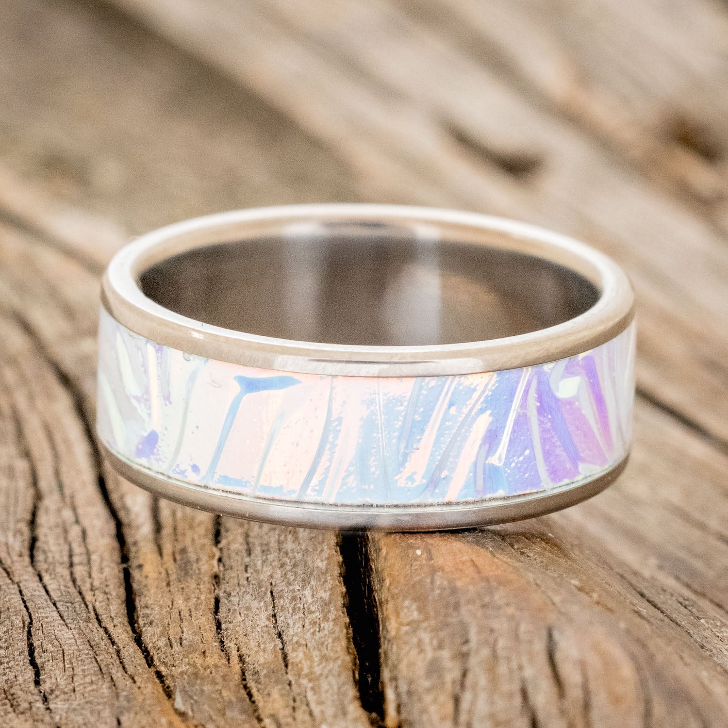 "RAINIER" - CARIBBEAN SEA DICHROLAM WEDDING BAND-3