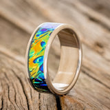 "RAINIER" - BLACK SEA DICHROLAM WEDDING BAND-1