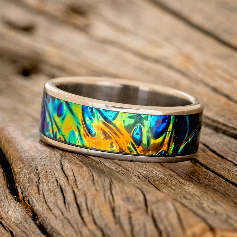 "RAINIER" - BLACK SEA DICHROLAM WEDDING BAND-2