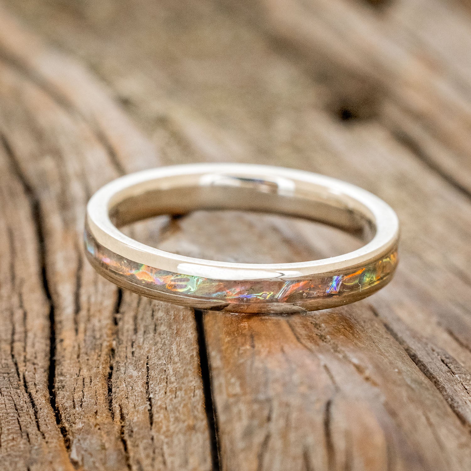 "ETERNA" - TITANIUM BURL DICHROLAM STACKING WEDDING BAND-3