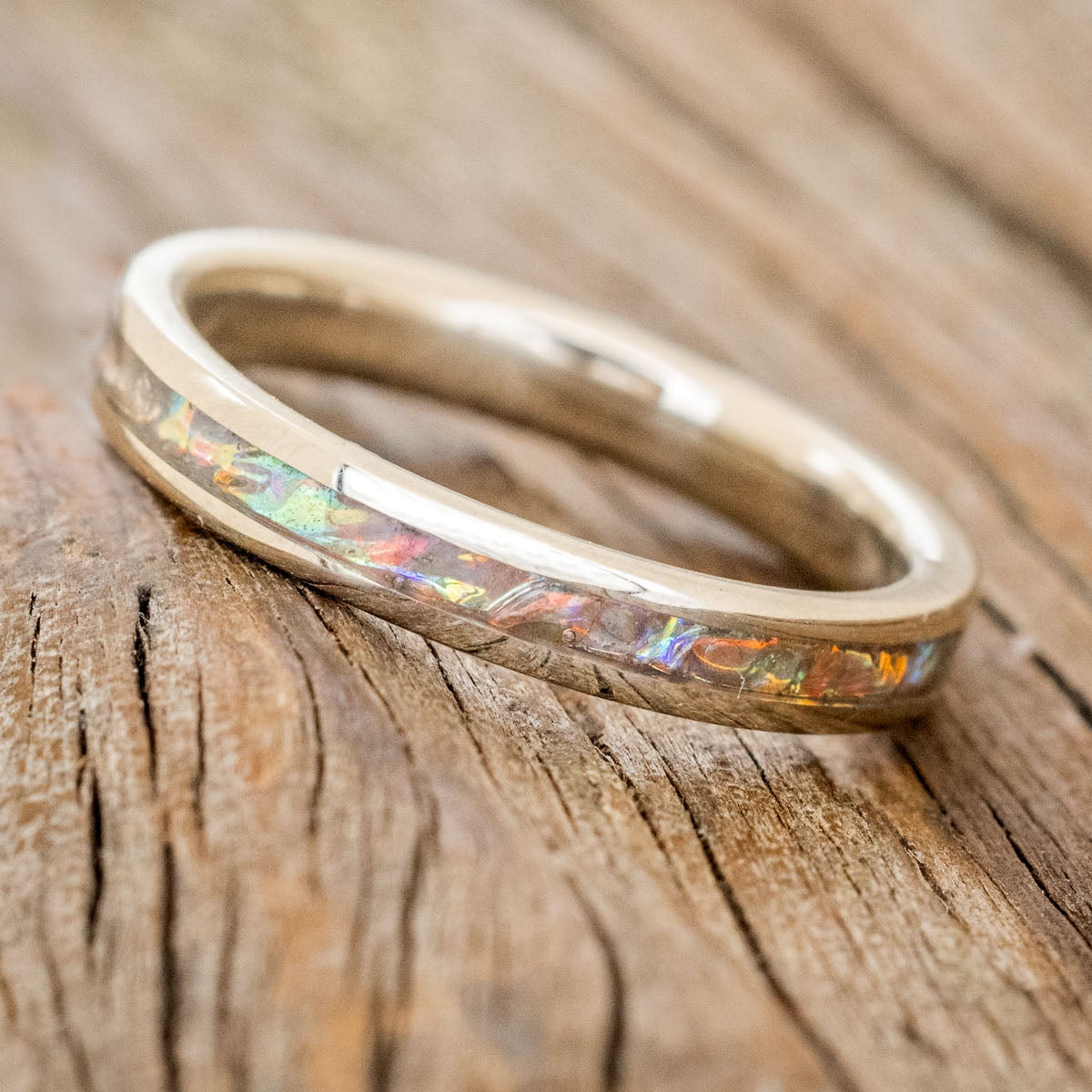 "ETERNA" - TITANIUM BURL DICHROLAM STACKING WEDDING BAND-2