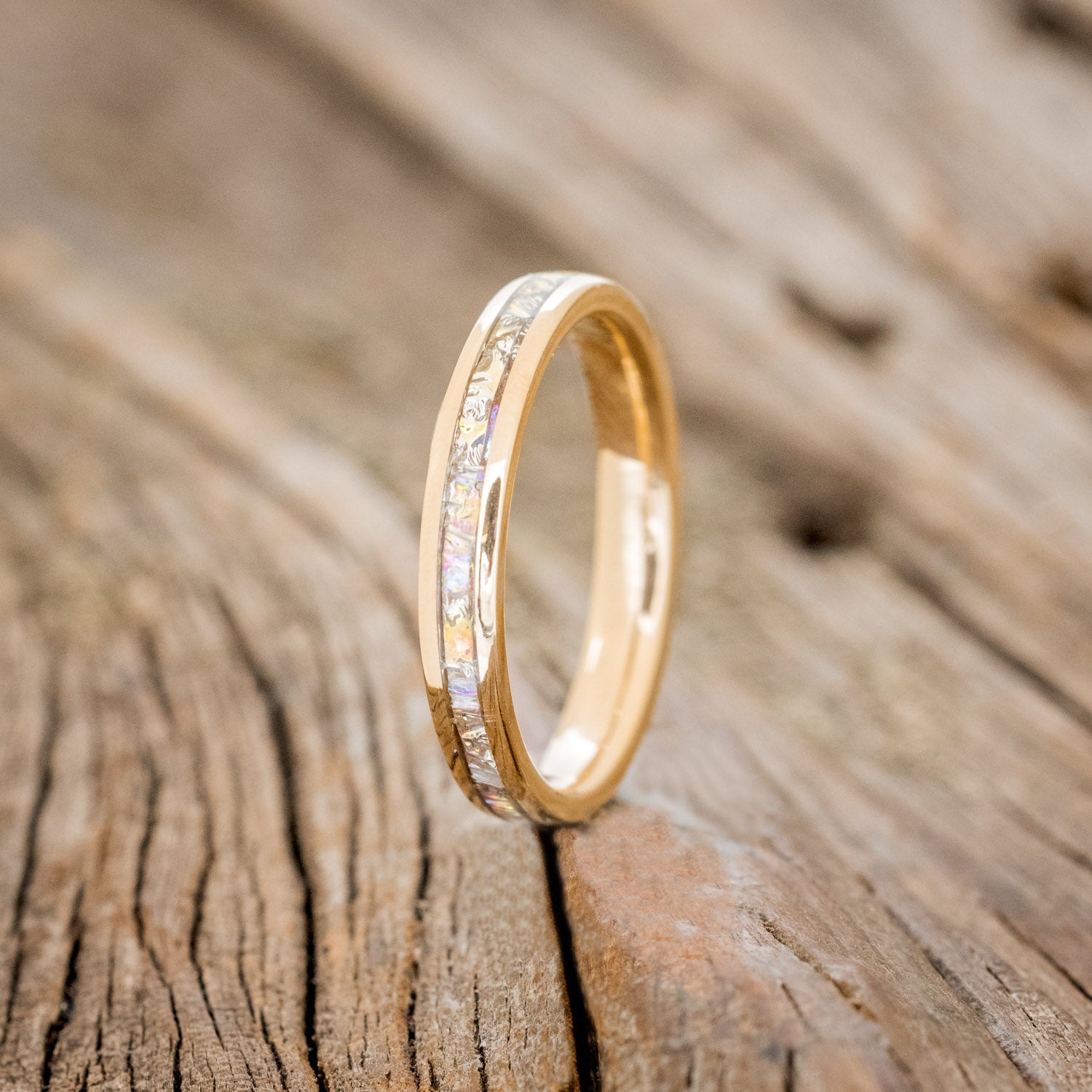 "ETERNA" - TITANIUM BURL DICHROLAM STACKING WEDDING BAND-7