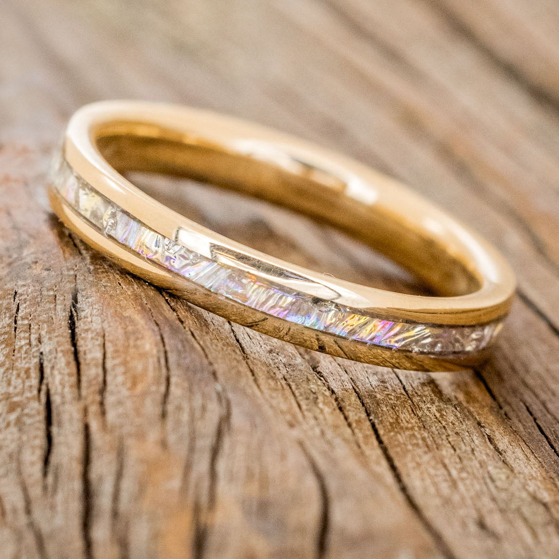 "ETERNA" - TITANIUM BURL DICHROLAM STACKING WEDDING BAND-8