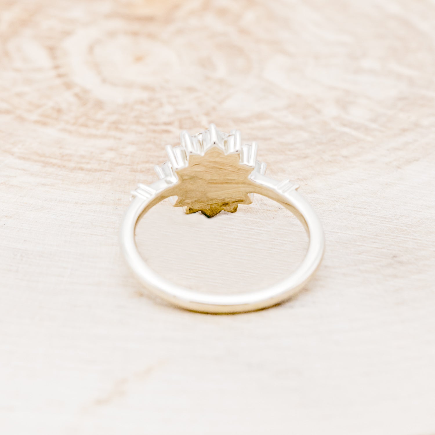 "STARLET" - ROUND CUT DIAMOND ENGAGEMENT RING WITH STARBURST DIAMOND HALO-11