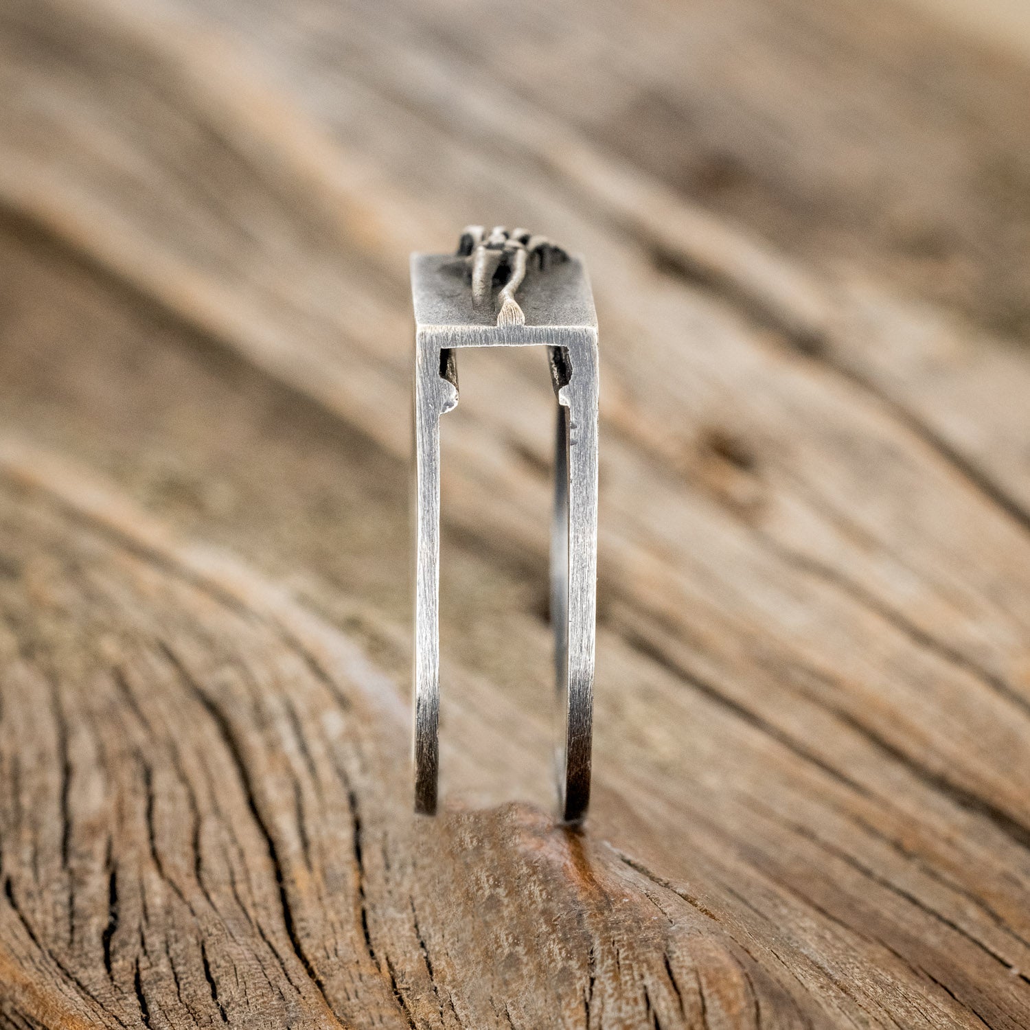 "HEMLOCK" - CUSTOM EMBOSSED SILVER POISON RING WITH A DARKNESS TREATMENT FINISH-9