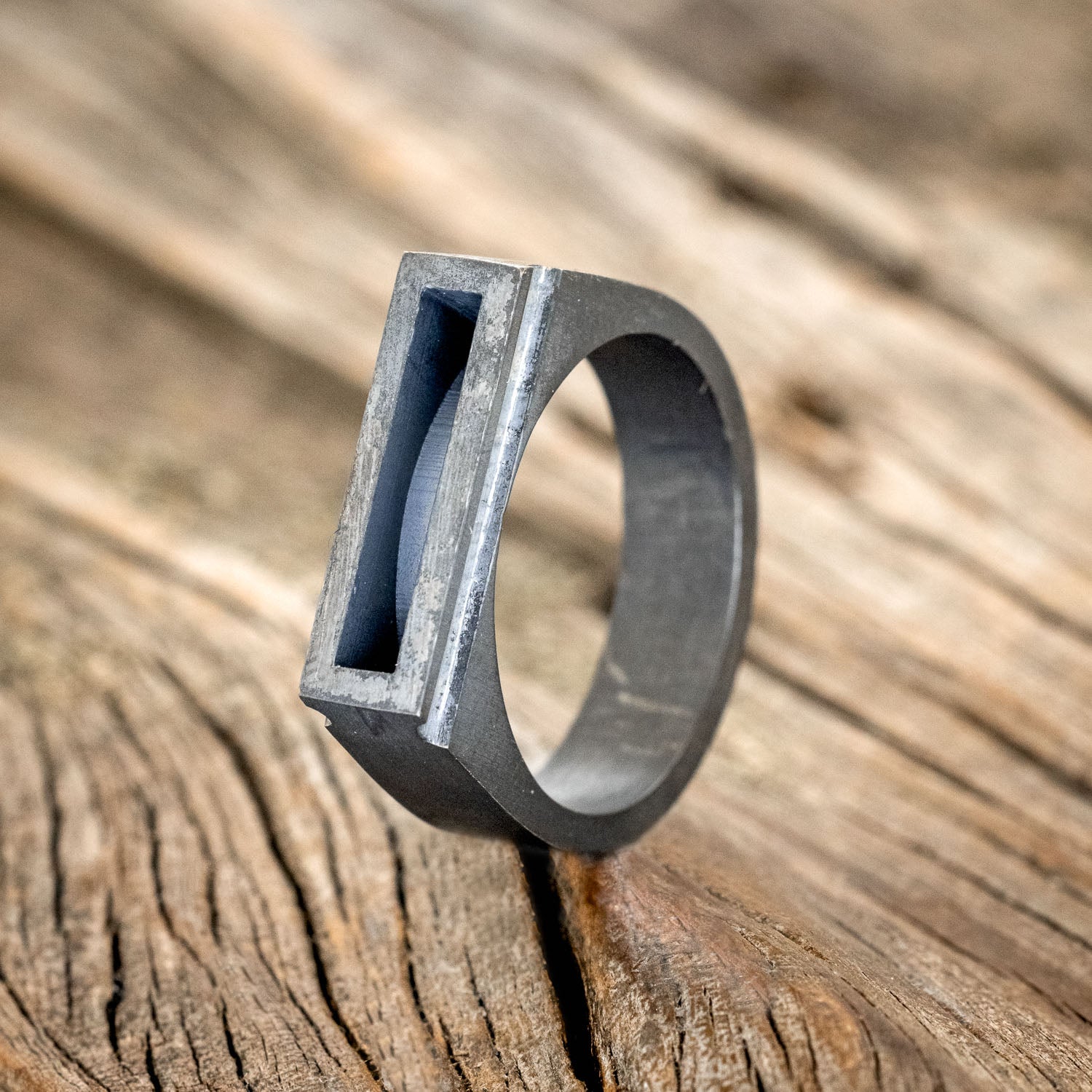 "HEMLOCK" - CUSTOM EMBOSSED SILVER POISON RING WITH A DARKNESS TREATMENT FINISH-8