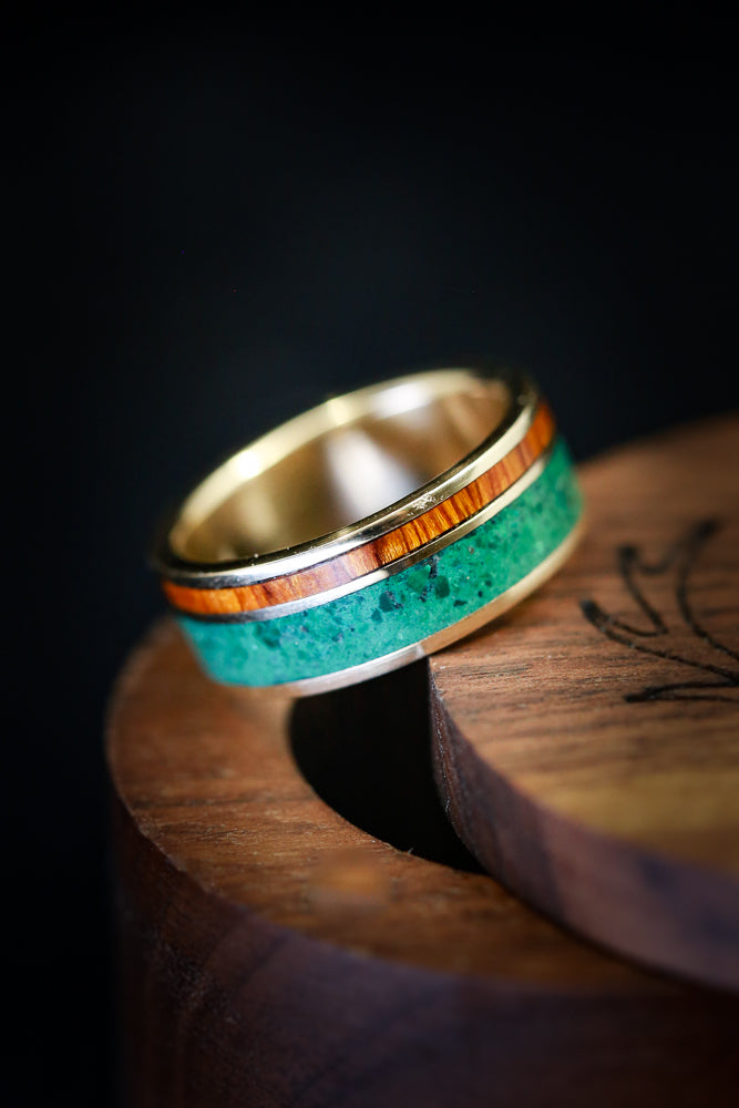 "RAPTOR" - MALACHITE & IRONWOOD WEDDING BAND-12