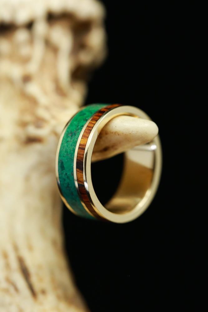 "RAPTOR" - MALACHITE & IRONWOOD WEDDING BAND-13