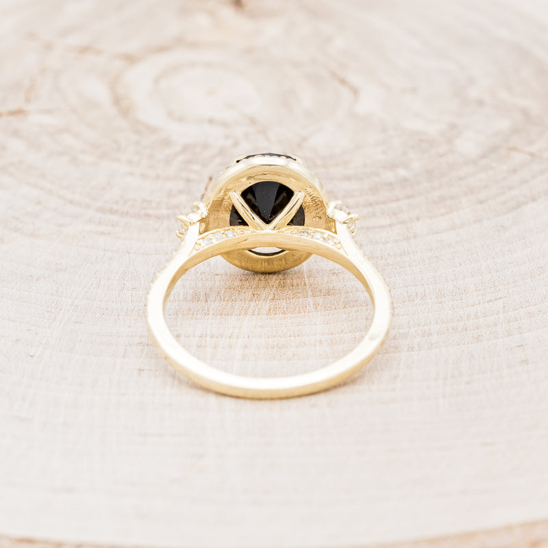 "KB" - BRIDAL SUITE - OVAL ONYX ENGAGEMENT RING WITH DIAMOND ACCENTS & TRACERS