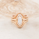 "FRANCESCA"- BRIDAL SUITE - MARQUISE-CUT MOISSANITE ENGAGEMENT RING WITH DIAMOND ACCENTS & TRACERS