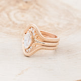 "FRANCESCA"- BRIDAL SUITE - MARQUISE-CUT MOISSANITE ENGAGEMENT RING WITH DIAMOND ACCENTS & TRACERS