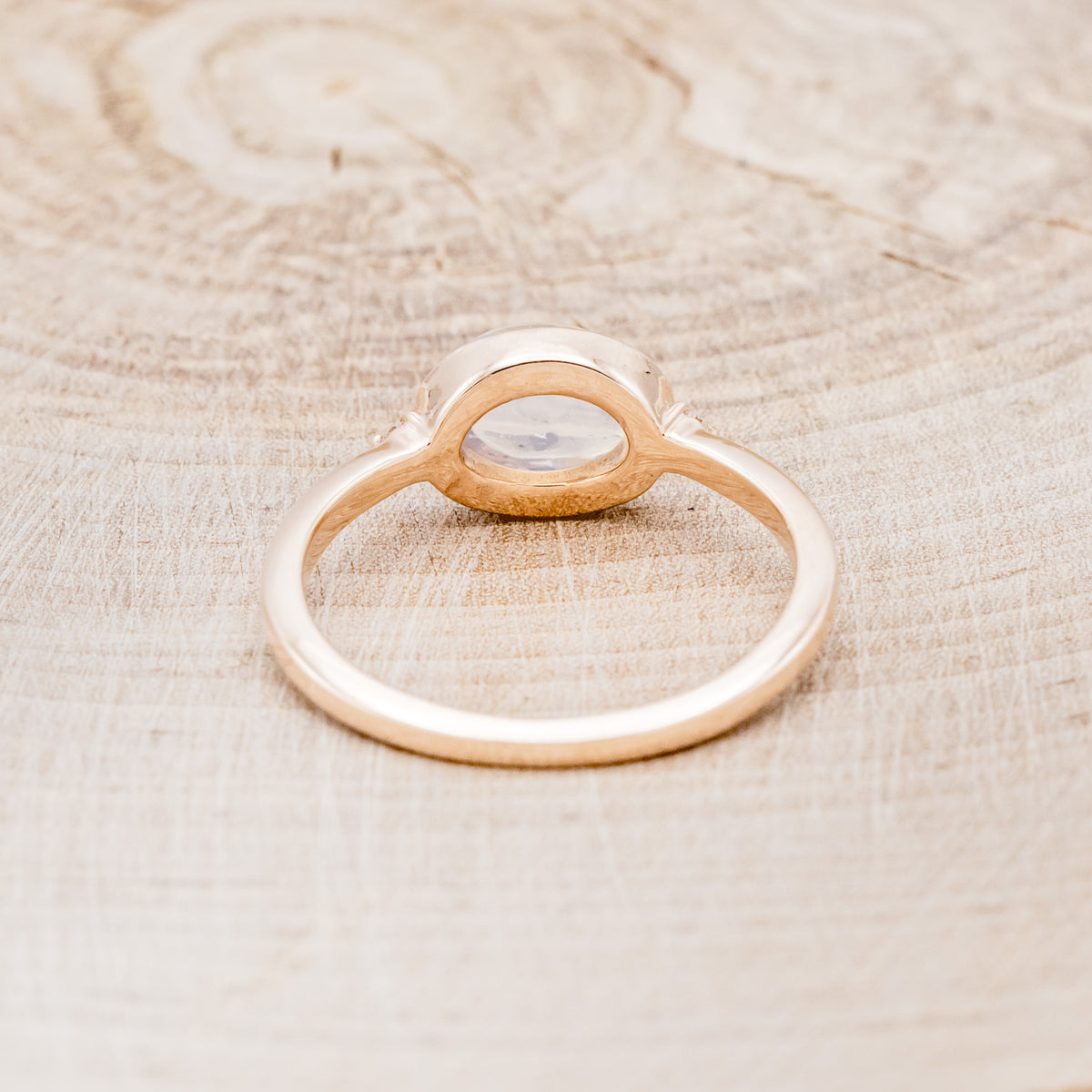 "SASI" - OVAL CABOCHON MOONSTONE ENGAGEMENT RING WITH DIAMOND ACCENTS-5