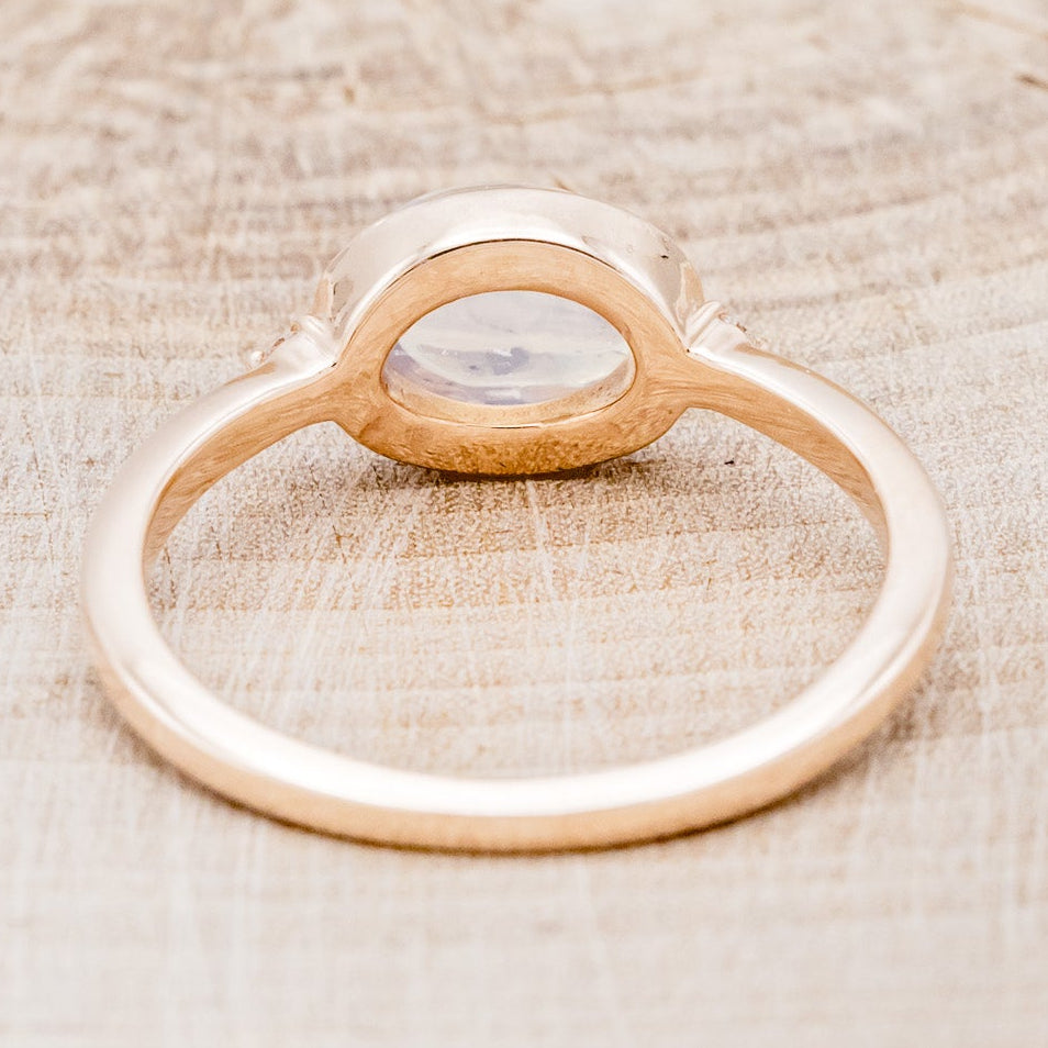 "SASI" - OVAL CABOCHON MOONSTONE ENGAGEMENT RING WITH DIAMOND ACCENTS-5