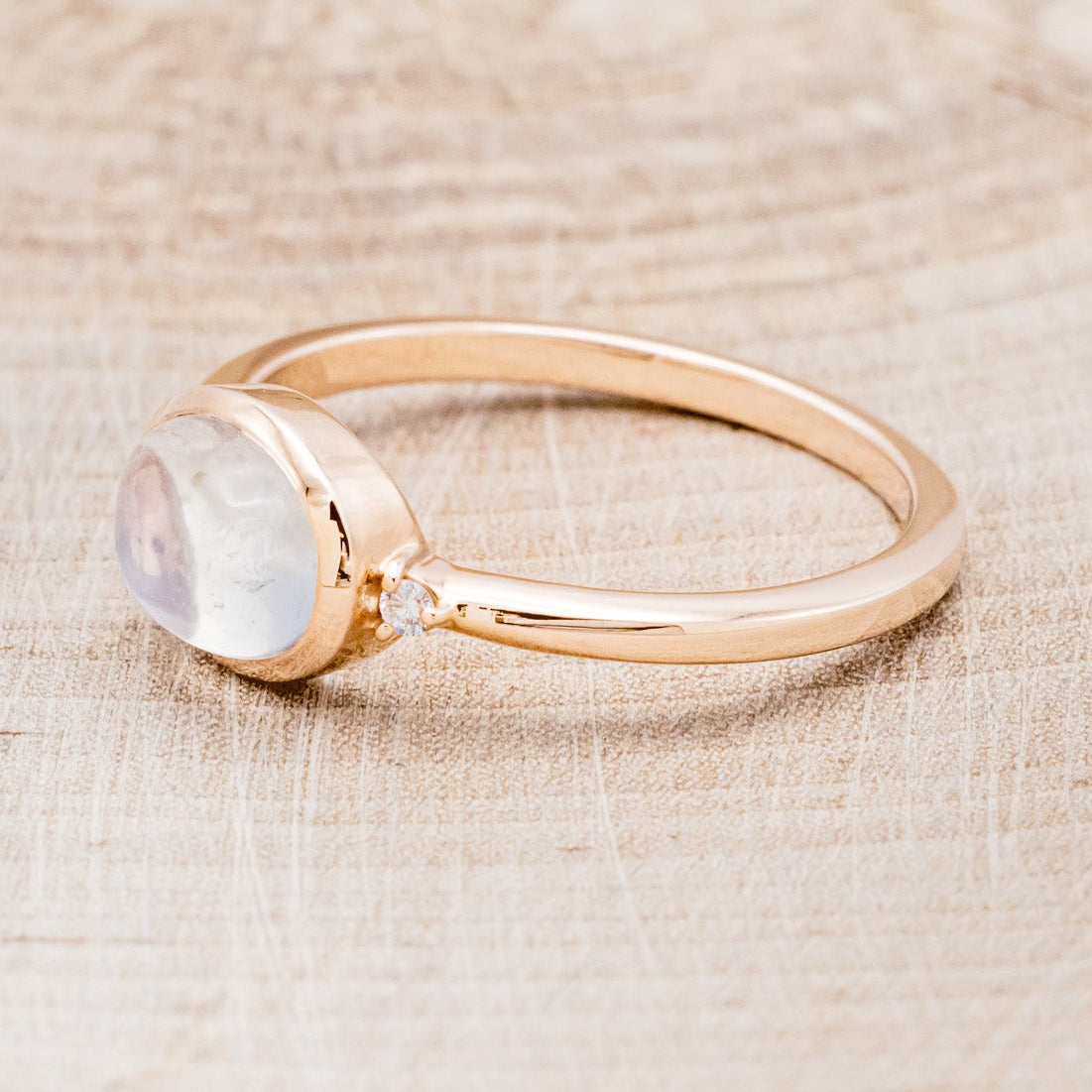 "SASI" - OVAL CABOCHON MOONSTONE ENGAGEMENT RING WITH DIAMOND ACCENTS-3