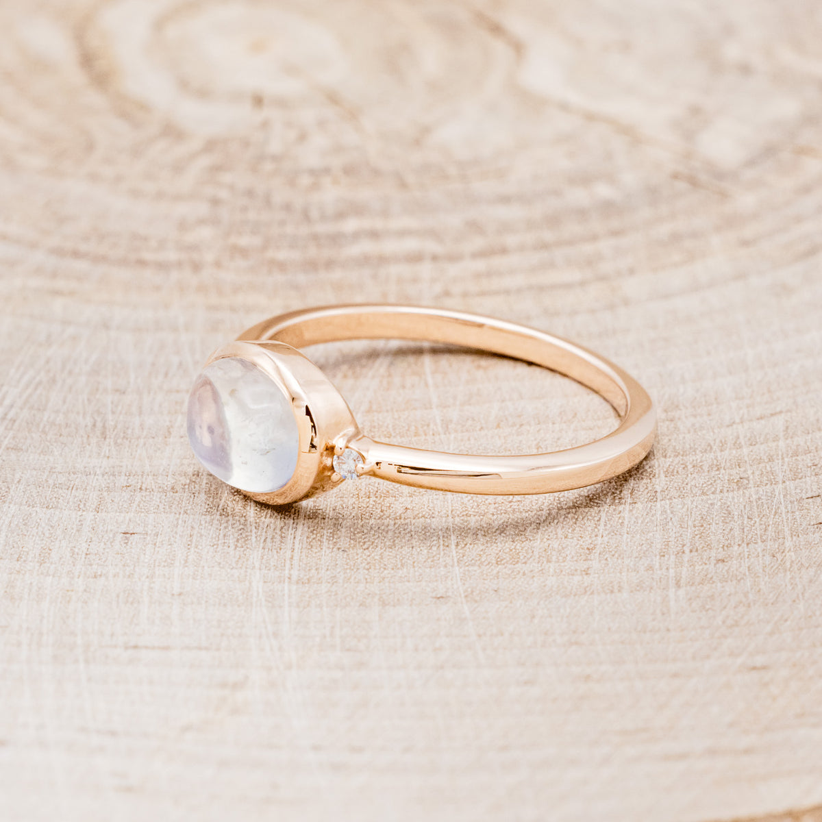 "SASI" - OVAL CABOCHON MOONSTONE ENGAGEMENT RING WITH DIAMOND ACCENTS-3