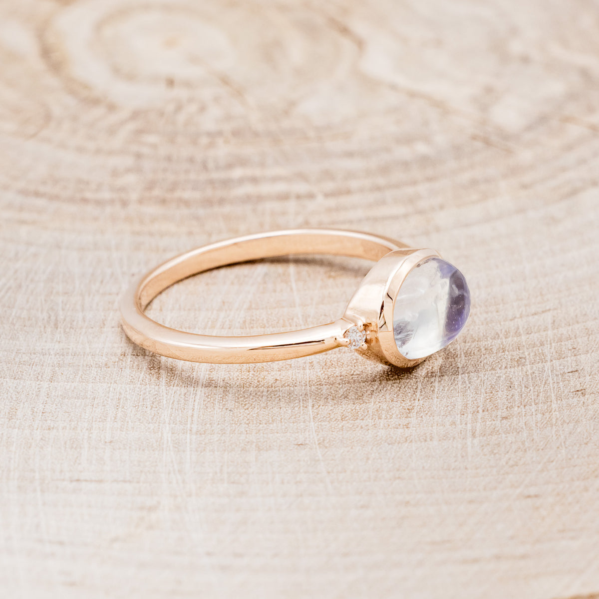 "SASI" - OVAL CABOCHON MOONSTONE ENGAGEMENT RING WITH DIAMOND ACCENTS-2