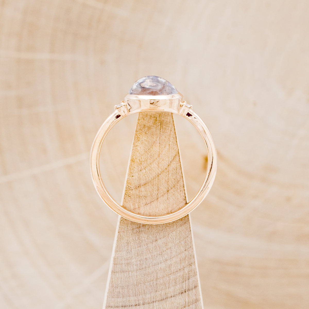 "SASI" - OVAL CABOCHON MOONSTONE ENGAGEMENT RING WITH DIAMOND ACCENTS-6