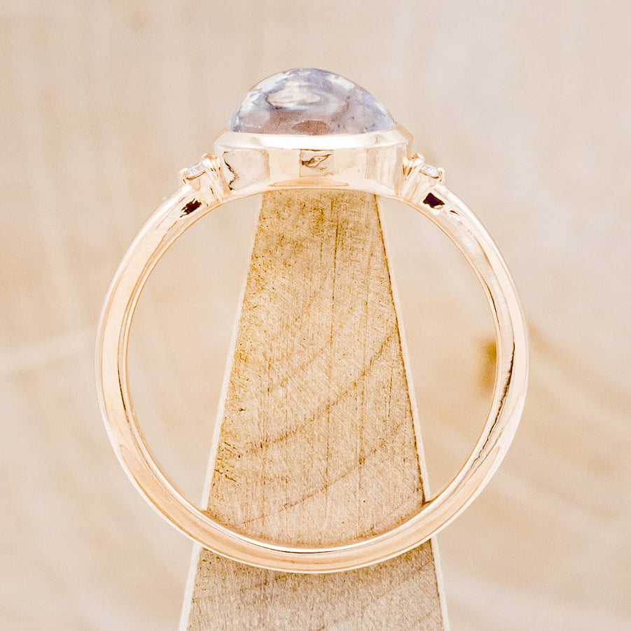 "SASI" - OVAL CABOCHON MOONSTONE ENGAGEMENT RING WITH DIAMOND ACCENTS-6